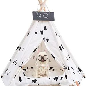 Dog cat teepee bed/ thick cushion 24in pet tent/ blackboard pet house